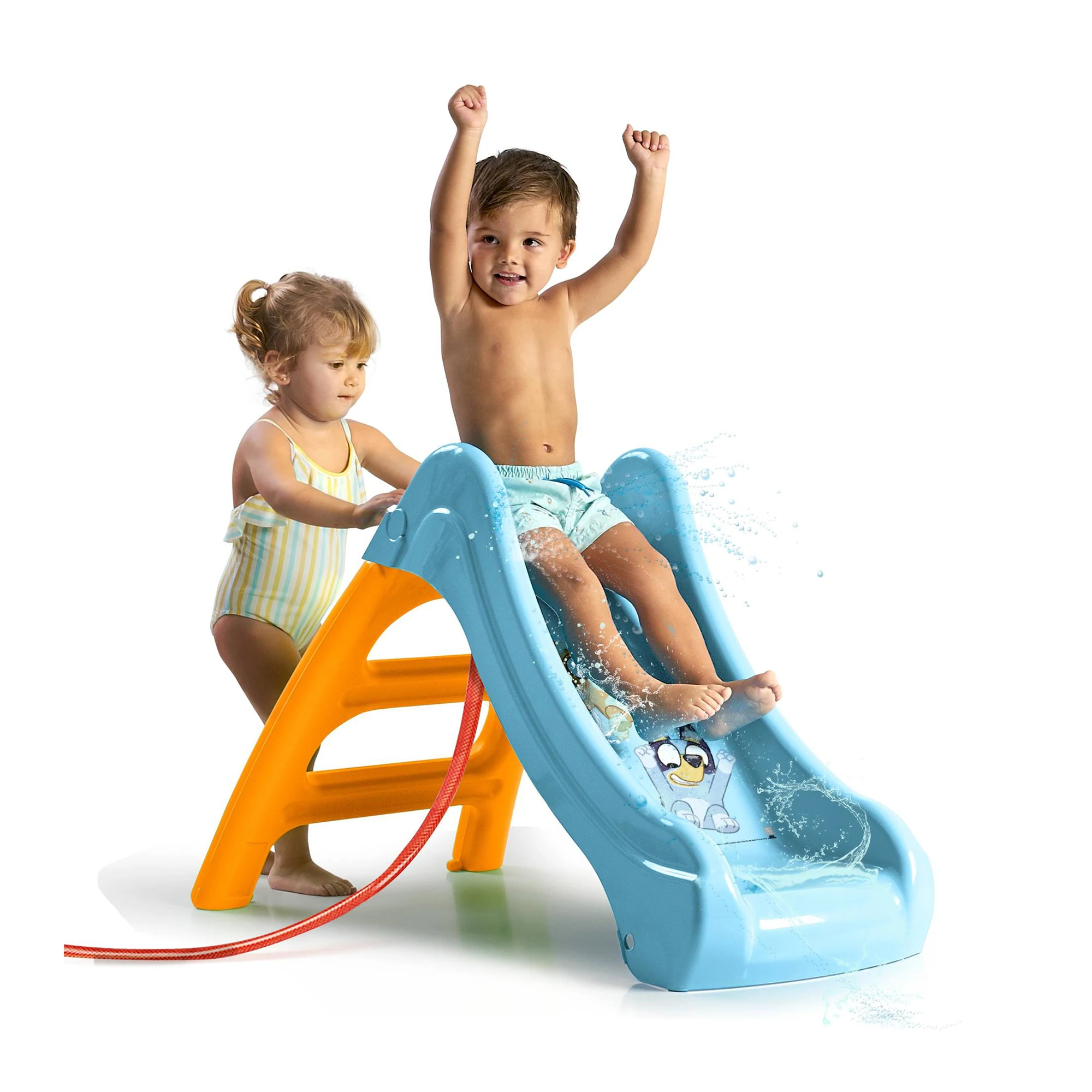 Feber - first slide bluey, small size children's slide, with hose opening to become a water slide, for boys and girls from 1 year old, famosa (feu10000)