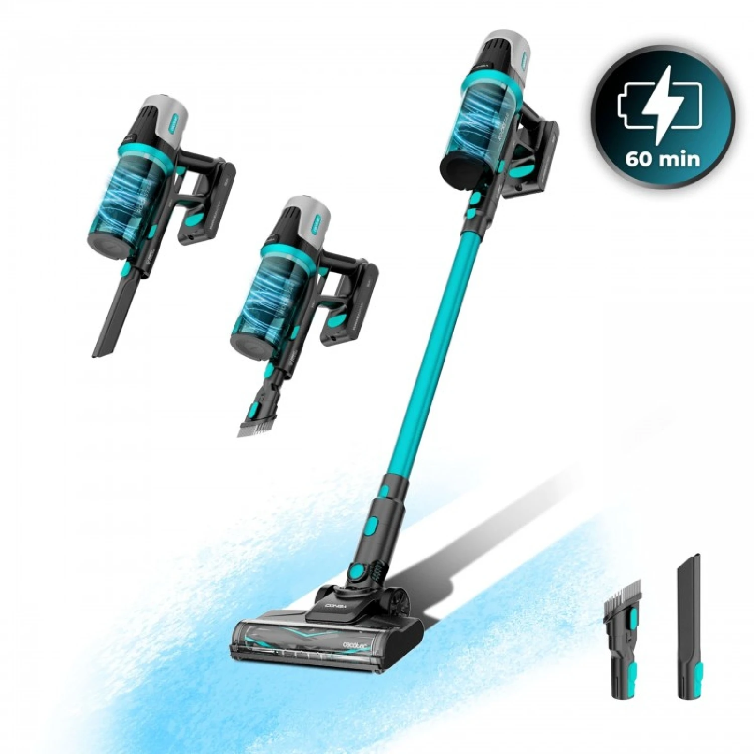 Cecotec Aspiradora Escoba Sin Cable Conga Rockstar 1500 Horizon X-Treme XL. 215W Potencia Total, Autonomía 60min, Cepillo Mixto