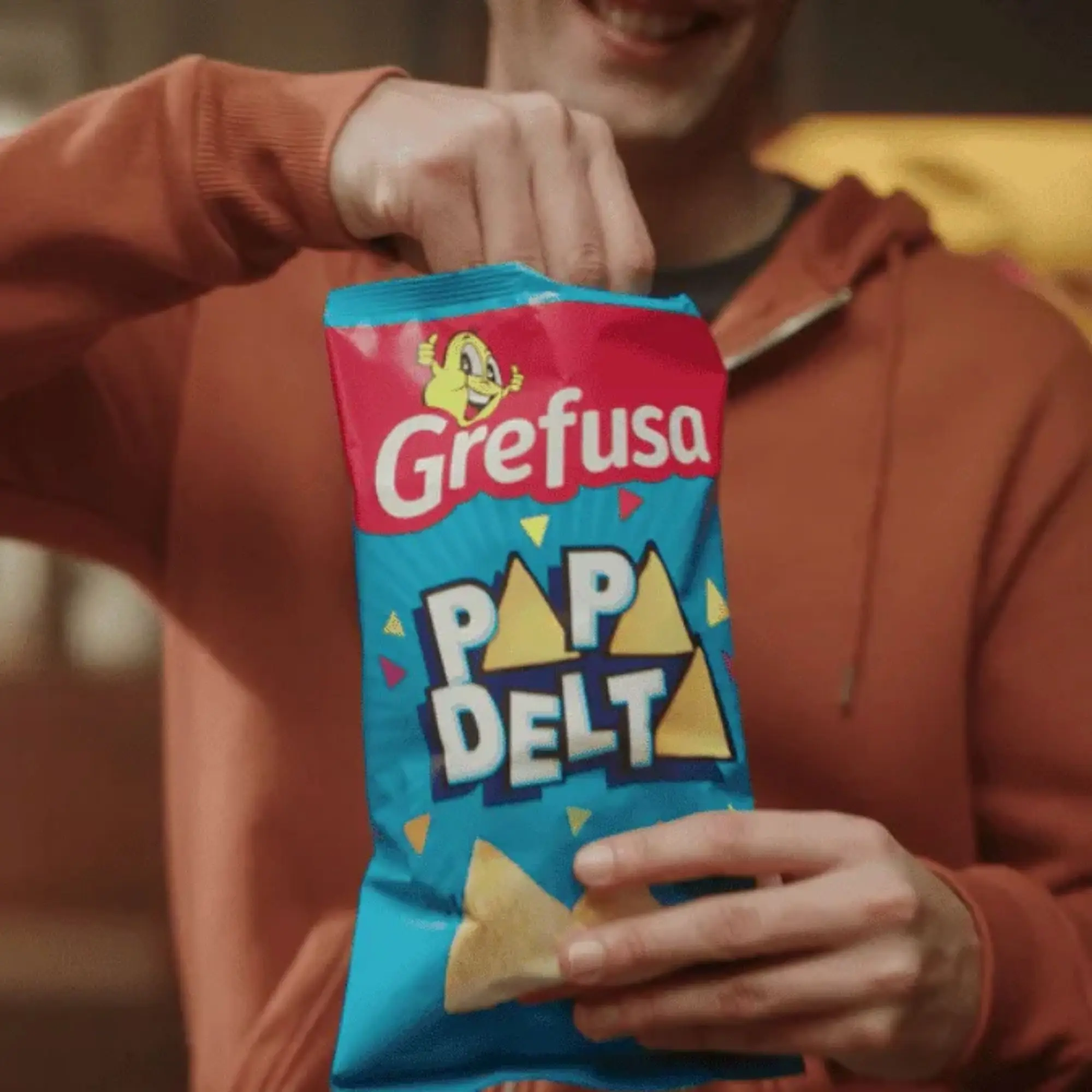 Grefusa papadelta snack ham flavor pack – pack of 8 individual bags of triangular potatoes – crispy snack – ideal for snacking – bag 73g x 8