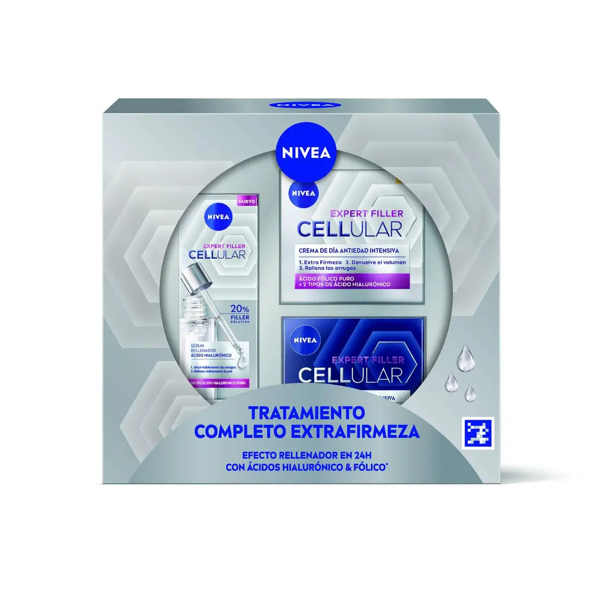 NIVEA Pack Cellular - Caja regalo con Crema de día FP30, Crema de noche y Sérum pipeta - Tratamiento completo extrafirmeza