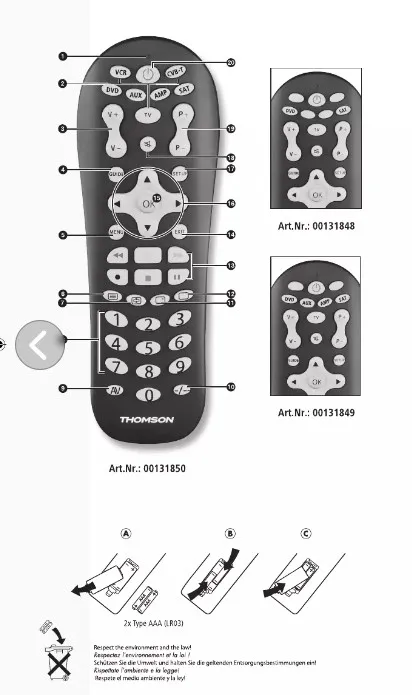 Thomson ROC 3112 Universal Remote Control 3 in 1 Black Universal Tv controller