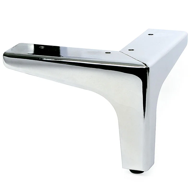 Pata metálica para muebles y sofás, de hierro con acabado cromado, altura 100 mm y dimensiones 135x135 mm, resistente hasta 50 kg
