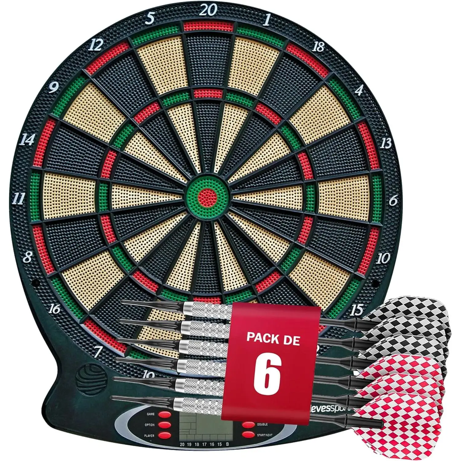 Devessport Diana Electrónica Orion | con 18 Juegos y 159 Variaciones, Pantalla LCD y 6 Dardos de Punta Blanda | para 1 a 8 Jugadores | Ideal para Uso Familiar y Doméstico
