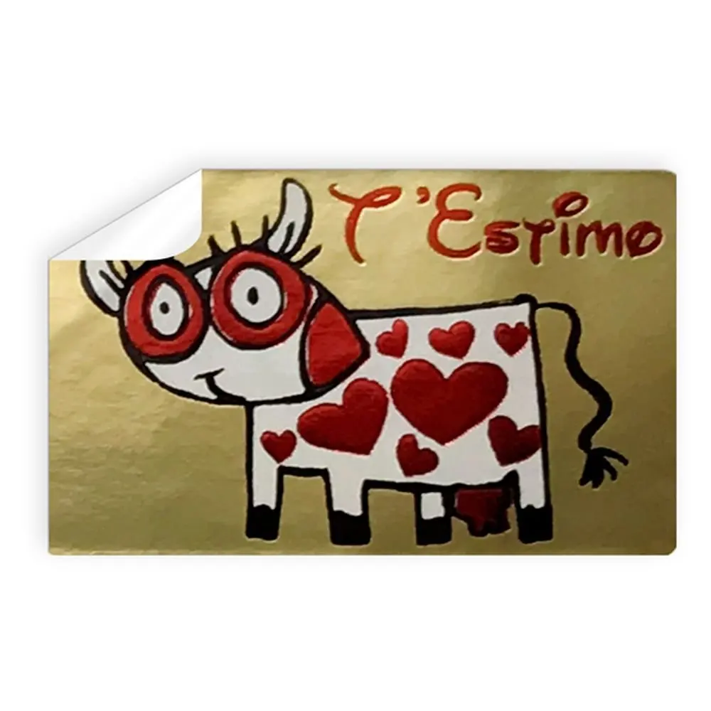 ARGUVAL ROLL OF 250 COW HEART LABELS "T ESTIMO" IN CATALAN - High-quality adhesive labels for gift wrapping, perfect for birthdays, anniversaries, and special occasions, adding a personal touch to your gifts. - Product Main Image