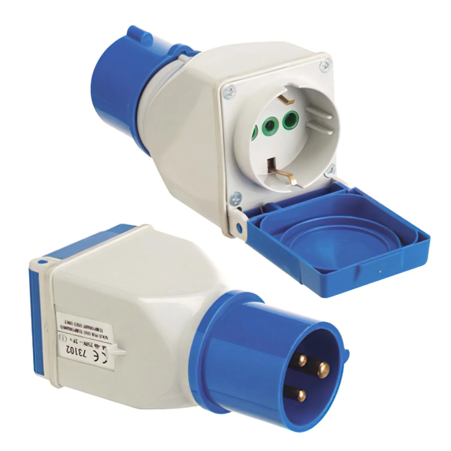 SANCO STORE - WOLFPACK LINEA PROFESIONAL Adaptador Industrial Cetac Schuko Simple 2p Con Tapa