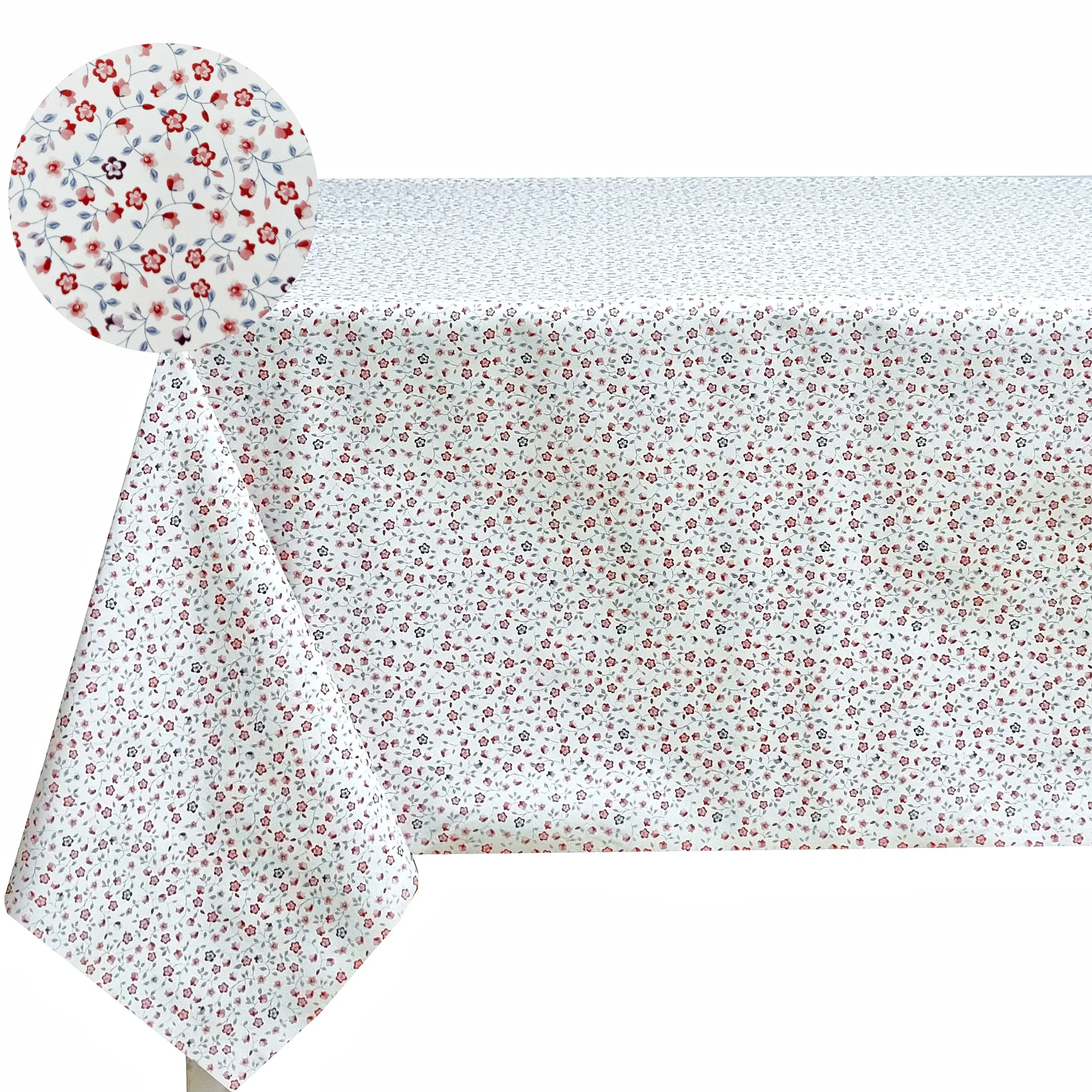 Mantel de hule PVC impermeable, diseño floral rojo vintage, fácil de limpiar, para cocina y comedor
