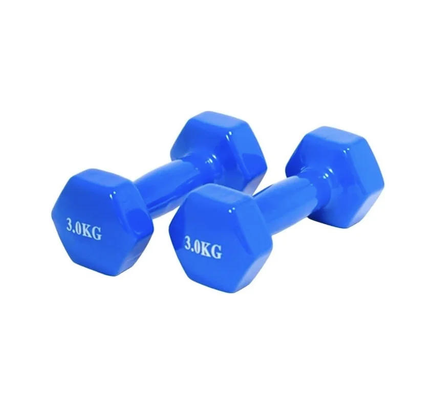 Weighs neoprene Dumbbell 1, 1.5, 2, 3kilos blue and red, short Anti-rolling pack 2 units.