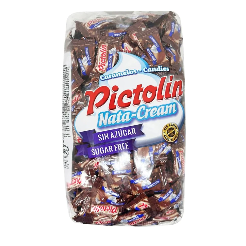 Deliex - Caramelos Pictolín con Nata y Sin Azúcar - Bolsa de 800 gr - Sin Gluten