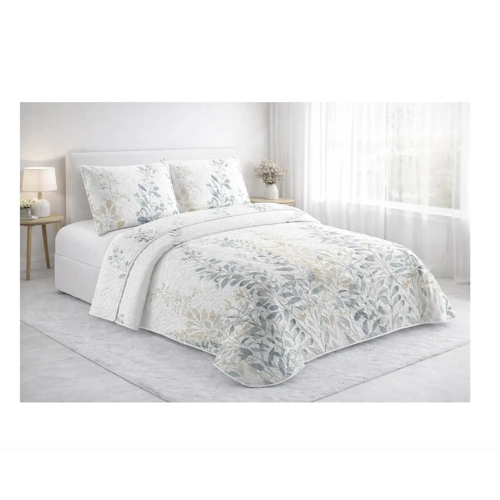 Colcha bouti Estampado para Verano y Entretiempo, Colcha para Cama 90/105/135/150/180, 100% Poliéster, Colcha Cubre Cama Fina, Suave, incluye funda de cojin 45x70cm