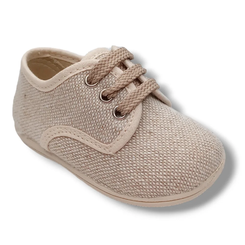 Vulpeques Zapatilla Lino Sneakers Niño 217-LC Niño CRUDO Zapatillas calzado niños Vulpeques Summer ROYALE CORDONETS
