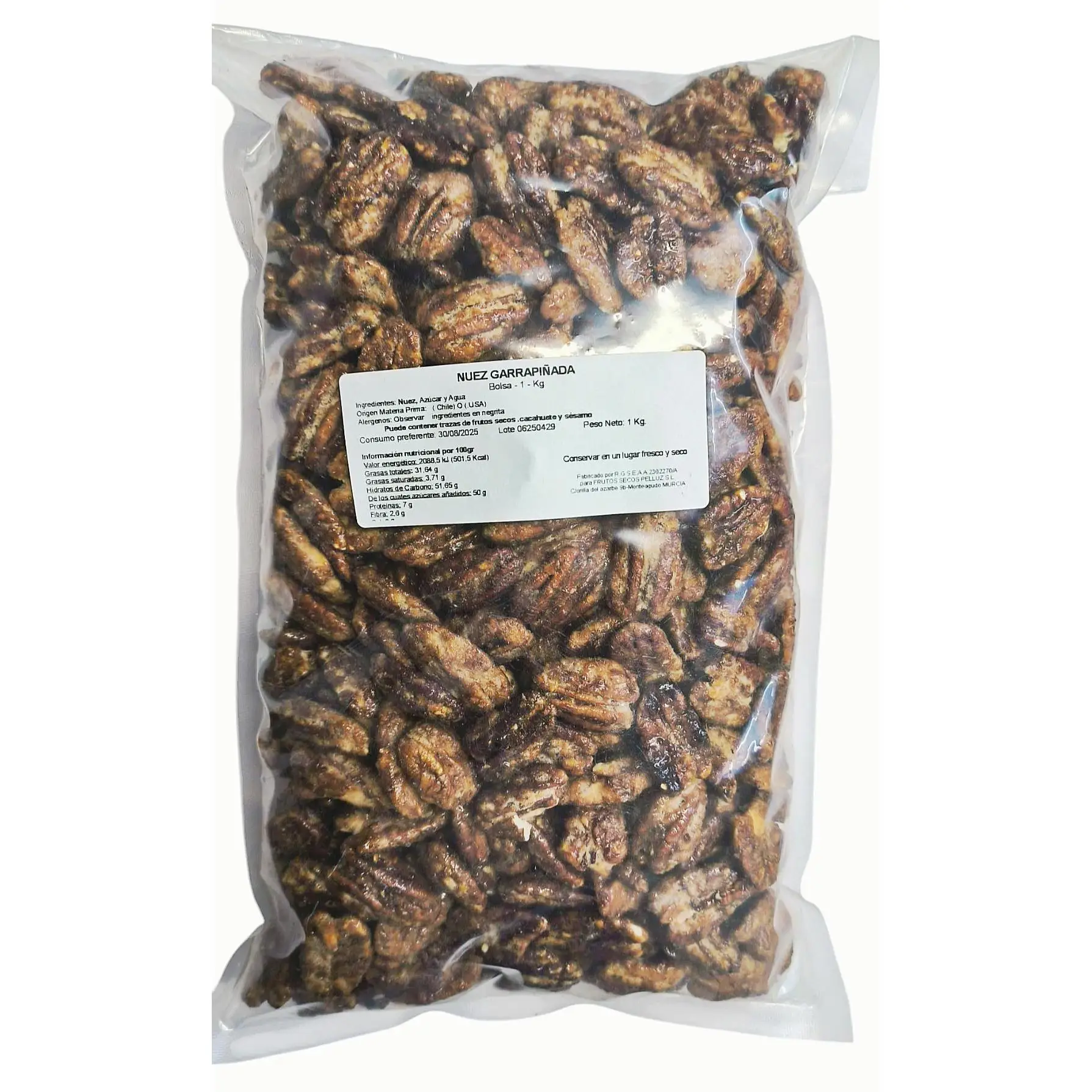 Nuez Pecana Garrapiñada 1 Kg - Nueces Pecanas Garrapiñadas - Solo Azucar y Agua