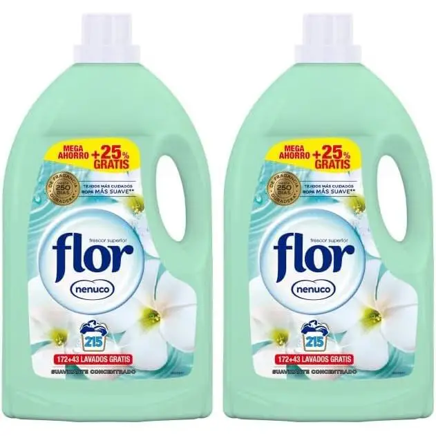 Suavizante FLOR NENUCO Concentrado para la Ropa - Aroma Azul - 430 Lavados - 2 Botellas x 215  - Suavizante FLOR Nenuco