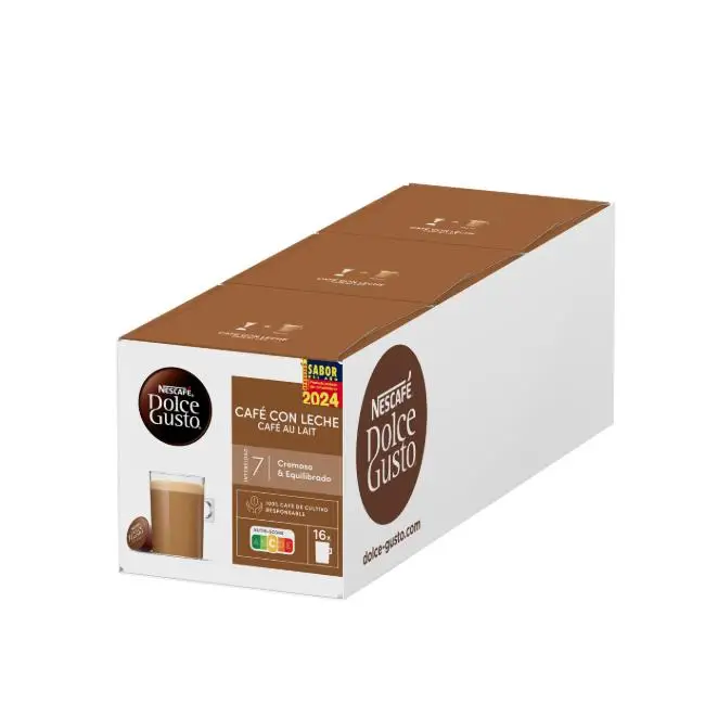 NESCAFE DOLCE GUSTO café con leche intensidad 7 estuche 16 cápsulas-TOTAL 96 Capsulas