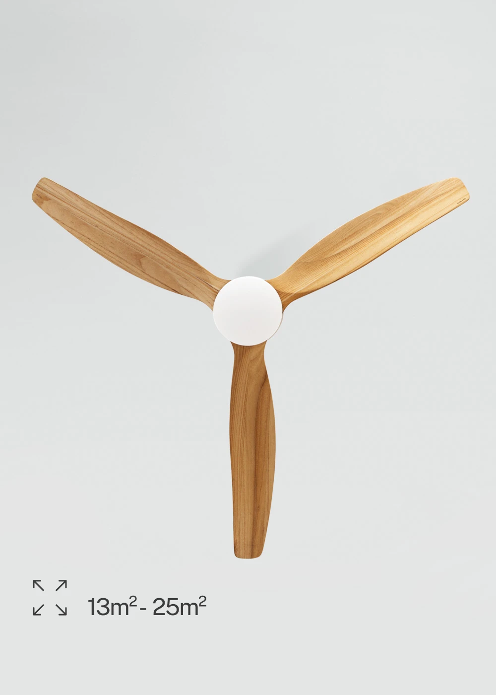 Create - 40w silent ø132cm ceiling fan with customizable plaster housing (white / light wood)- wind calm concrete