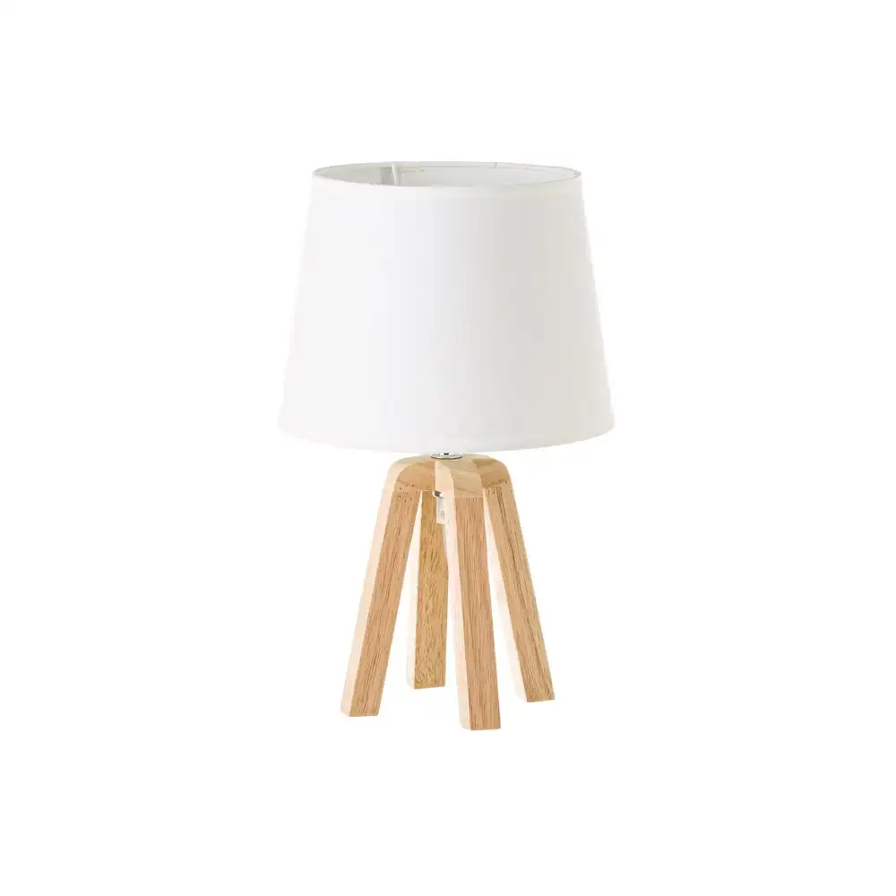 Lola Home Lámpara de mesita de noche de madera de roble beige de 34x21x21 cm