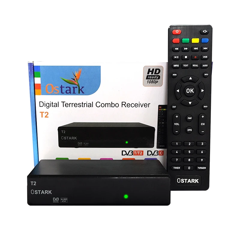 Ostark T2, HD OUT Receptor terrestre, DVB-C, DVB-T, DVB-T2, HVEC, H.265, LCN, DTT, TDT, TDT2, Digital terrestre, 1080P