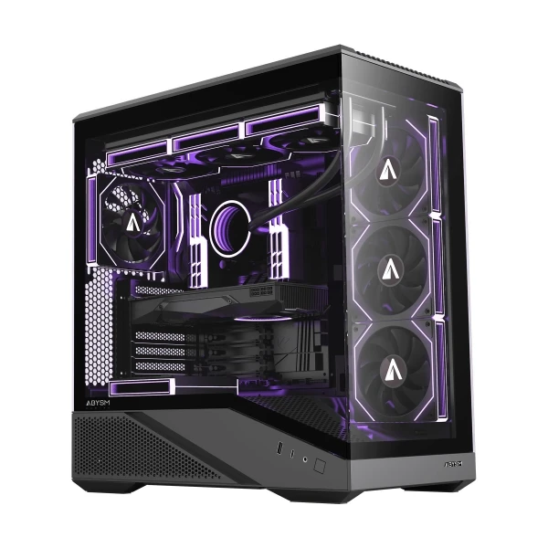 Abysm arian frame a400 black caja torre atx, itx, micro atx - lateral y frontal cristal templado - 3.5” y 2.5” - usb-a, usb-c y audio - 4 ventilador 