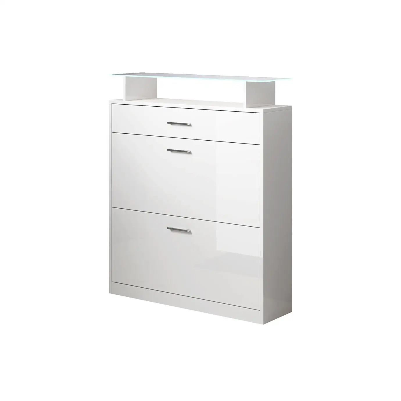 MB Muebles Bonitos - Recibidor Zapatero, LED, Estante vidrio, 105x89x24cm, Más Colores, Modelo Paola