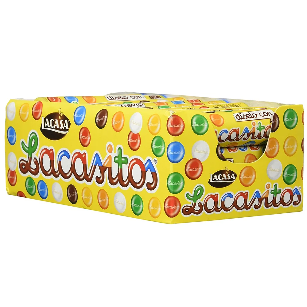 24 tubos de Lacasitos, Grageas de Chocolate con Leche Recubierta con Azúcar - Lacasitos Caja con 24 tubos de 20 gr