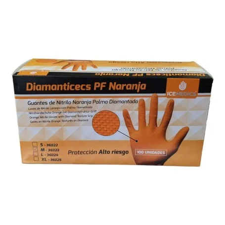 Orange Diamanted Nitrile Gloves-100 Pks