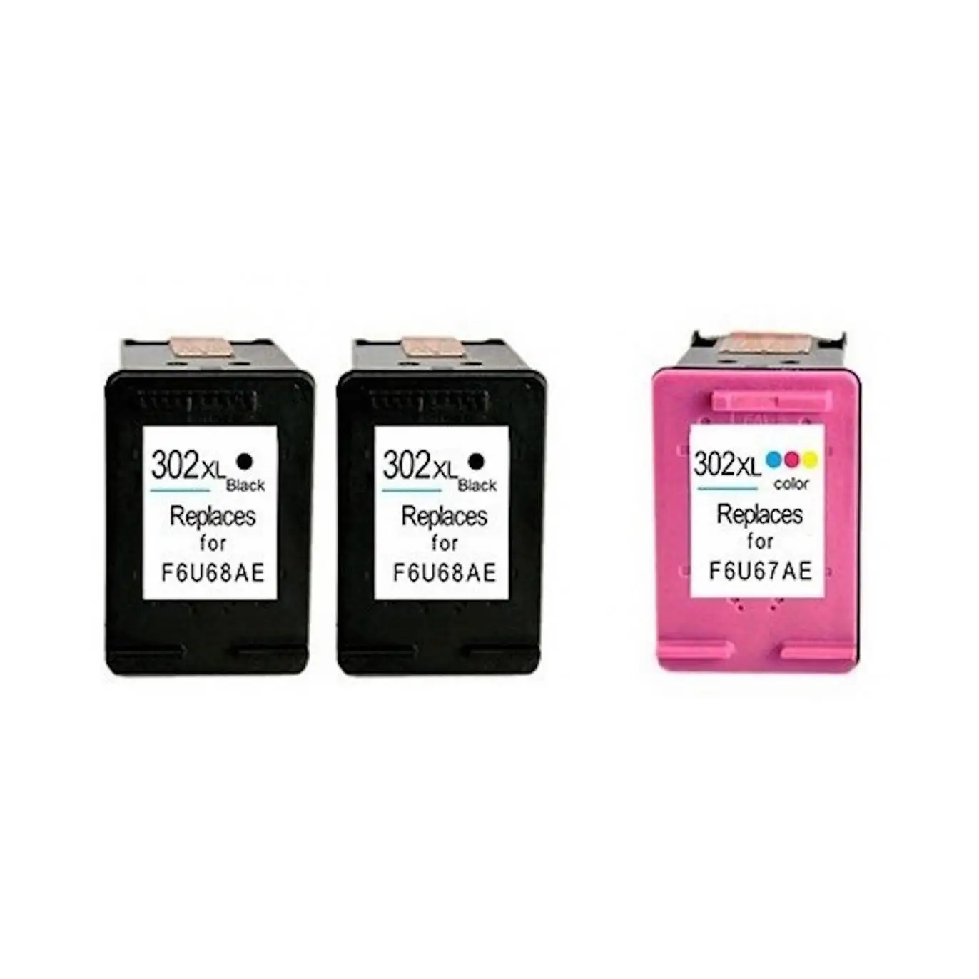 HP 302XL Pack de 3 Cartuchos de Tinta Compatible (Negro 2 Ud. + TRICOLOR 1 Ud.) - Alta Capacidad - Para HP Envy, Officejet, Deskjet