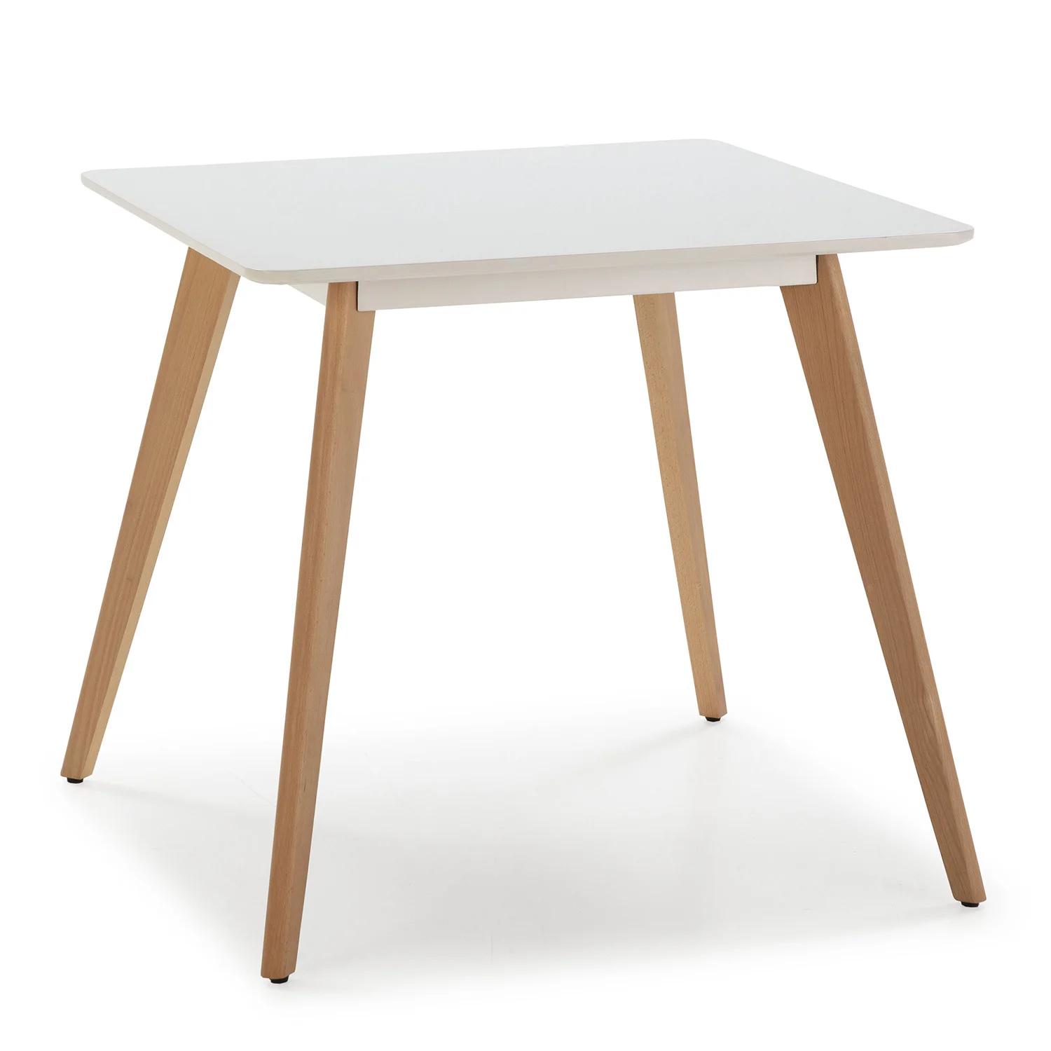 VS Venta-Stock Mesa de comerdor Aroa 80x80 cm Blanco, Patas de Madera de Haya, 80 x 80 cm