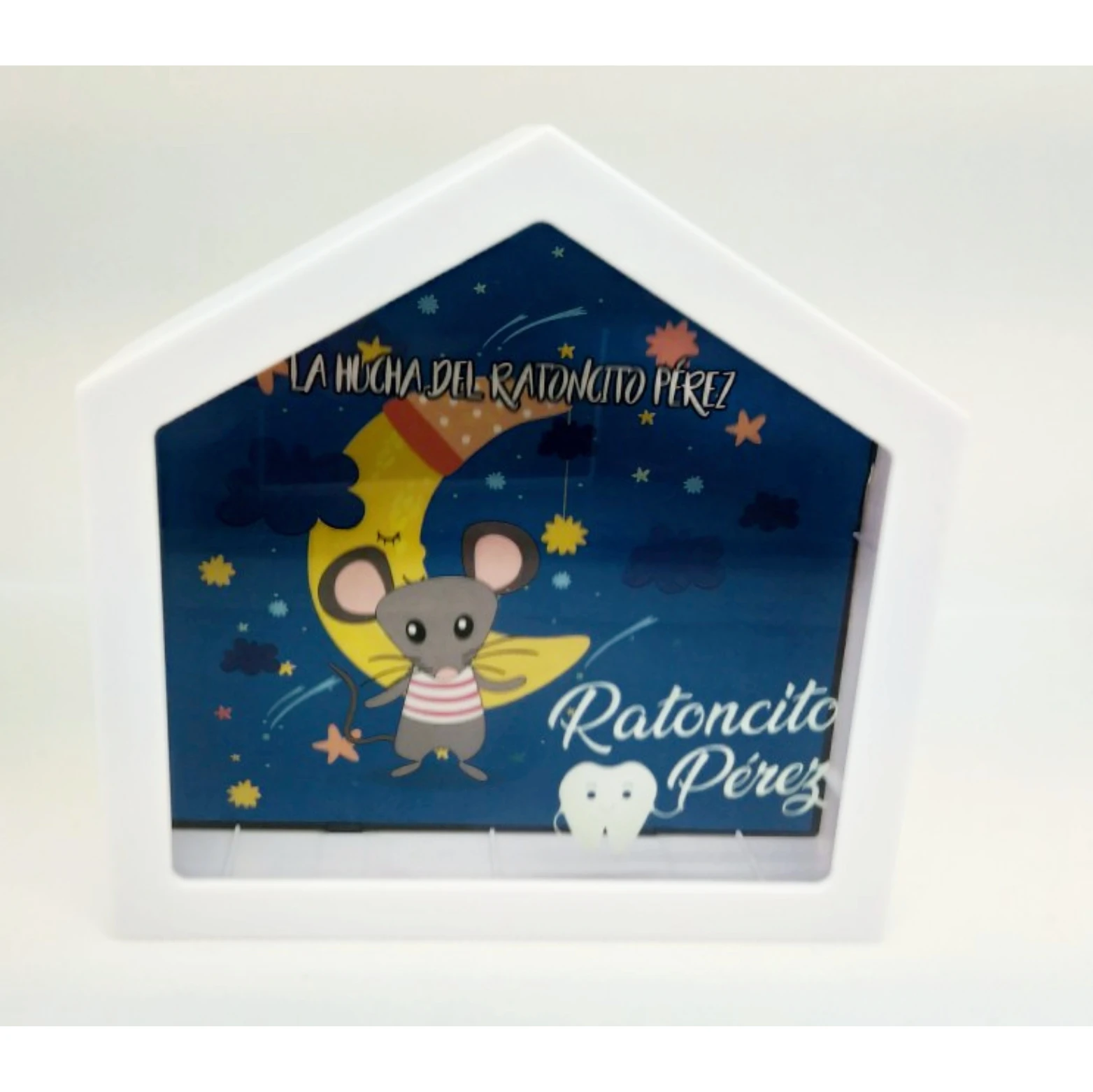 Pérez Bismark children's little mouse money box-saving plastic box with transparent screen, house shape, drawing mouse with moon/Ref: 328892