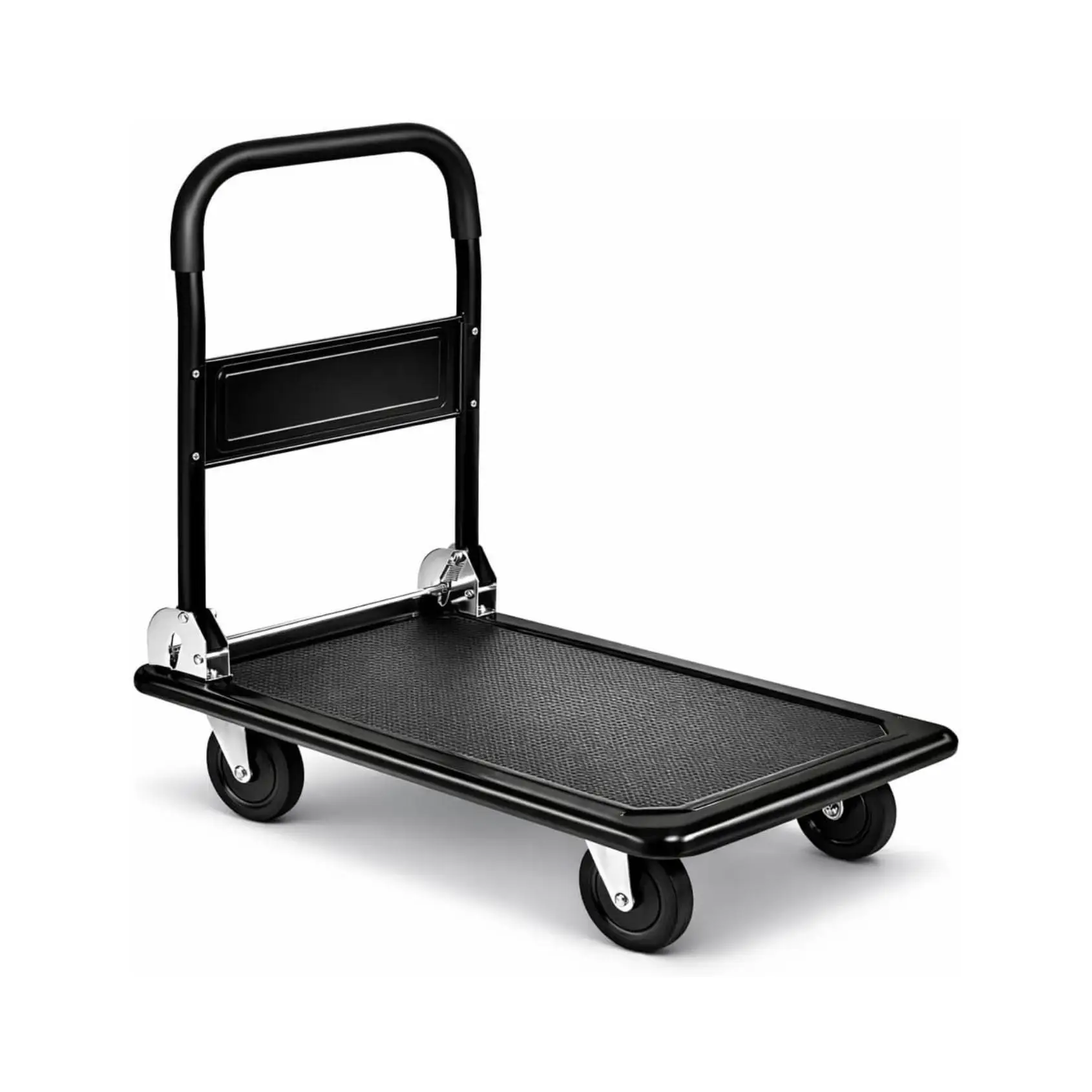 ORION91oficial® - Carro de Plataforma Transporte Industrial Plegable con Ruedas. Carretilla de Mano. Carga 150kg. Carrito Mudanzas, hogar, Oficina, almacén, Ahorra Espacio. Antideslizante. Negro -