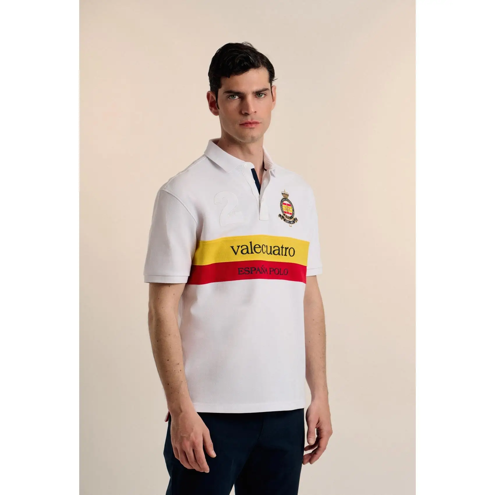 Polo Valecuatro franjas ESP blanco