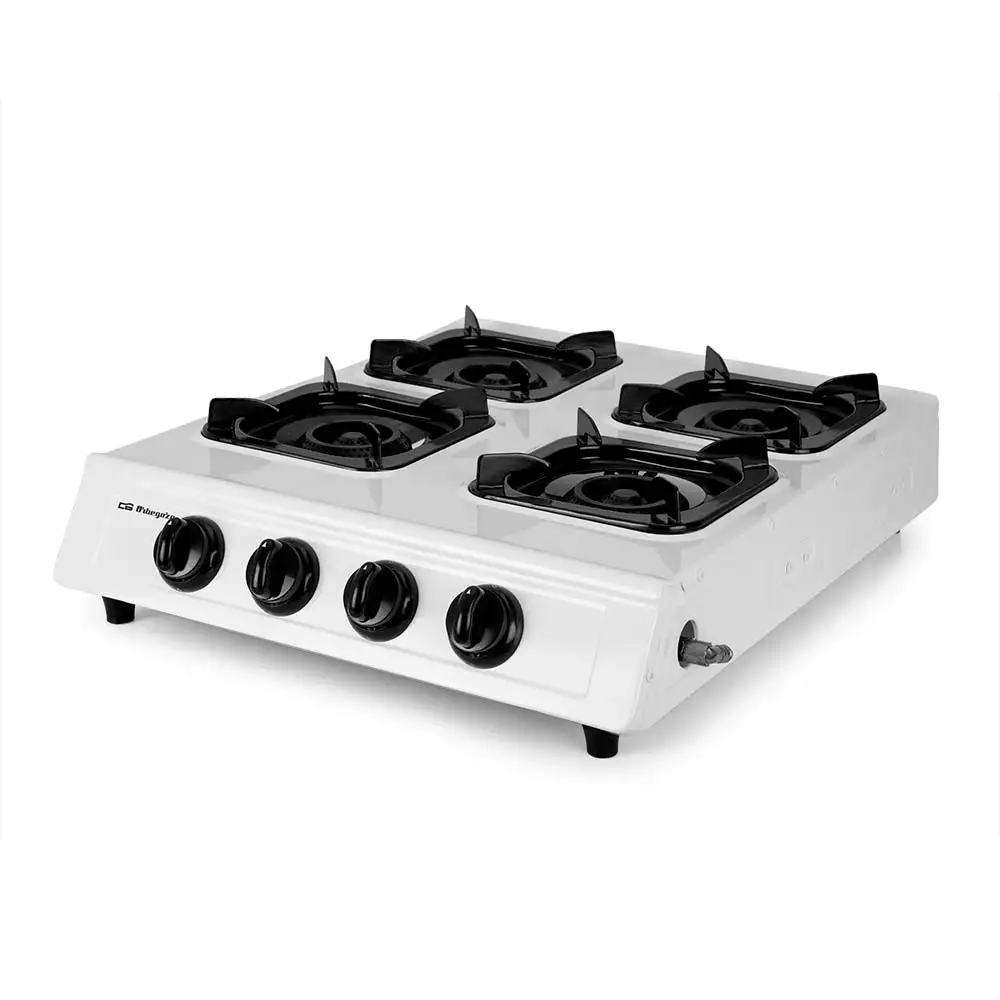Orbegozo hornillo de gas FO 4000, 4 quemadores triple corona,encendido piezoeléctrico, superficie resistente a altas temperaturas, uso exterior
