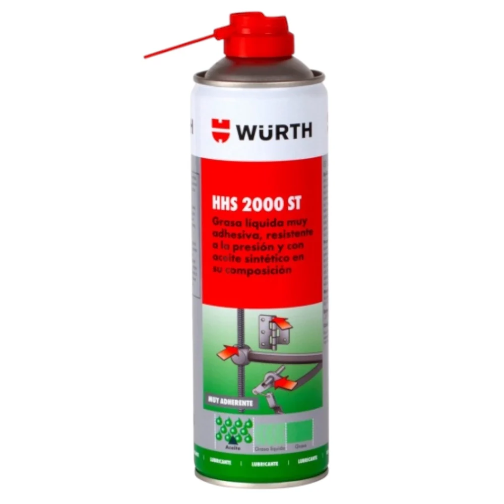 Grasa Líquida Universal HHS 2000 ST 500ml Würth - Lubricante Adhesivo, Aceite sintetico, Alta adherencia - Resistencia a altas presiones y temperaturas - Lubricar, proteger y prevenir la corrosión, Libre de siliconas, resinas y ácidos, Aplicación Precisa.