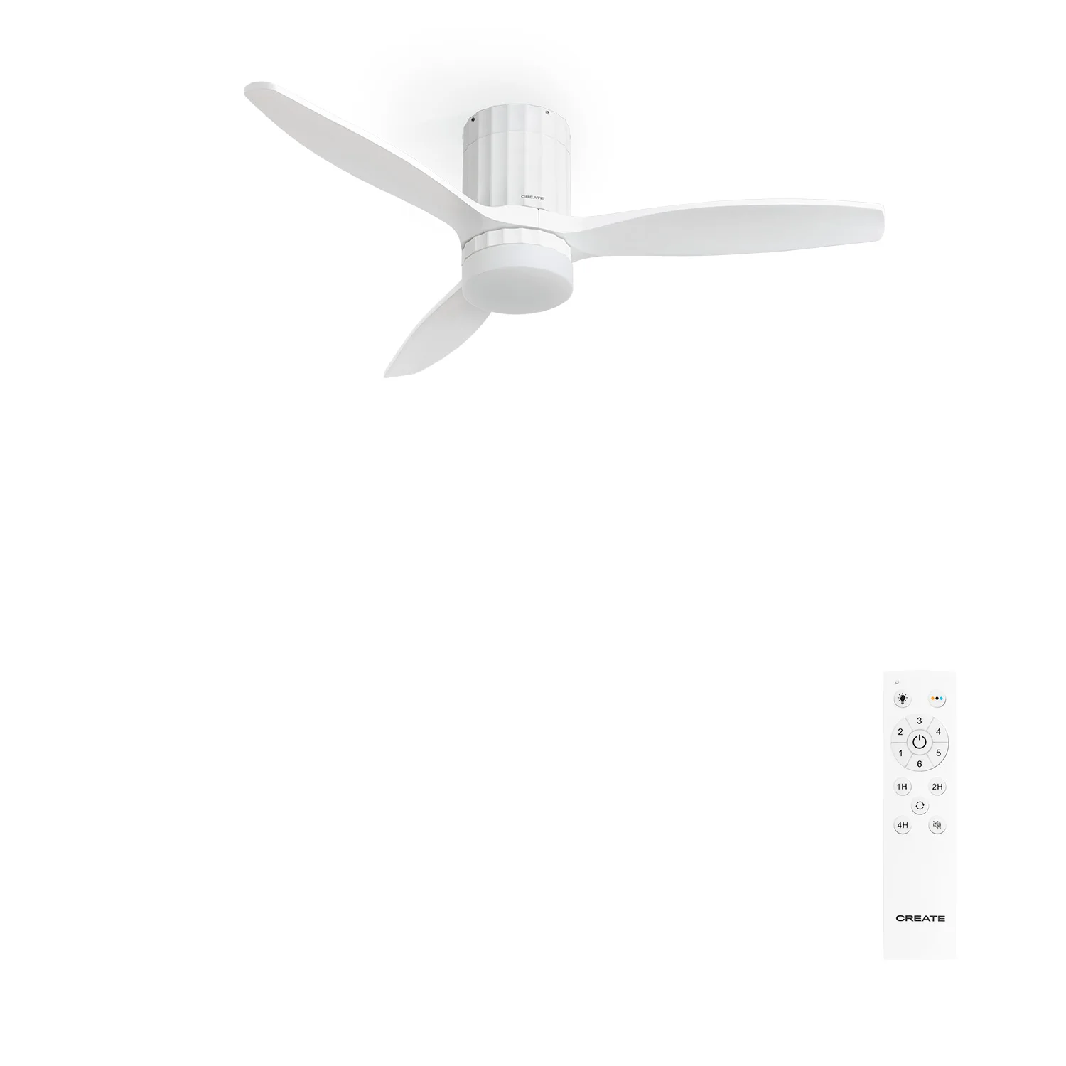 Create - 40w silent ceiling fan ø132 cm 100% wood, 6 speeds, summer/winter function, white motor, vertical lines - wind calm line