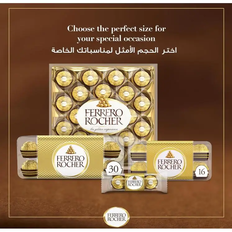 Ferrero 30 units (375 g) – chocolate with hazelnut, ideal as a gift for special occasions