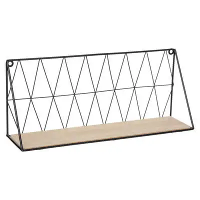 Factory Cuadros Estante de Pared Metálico de Alambre Negro 48x20cm - Organización