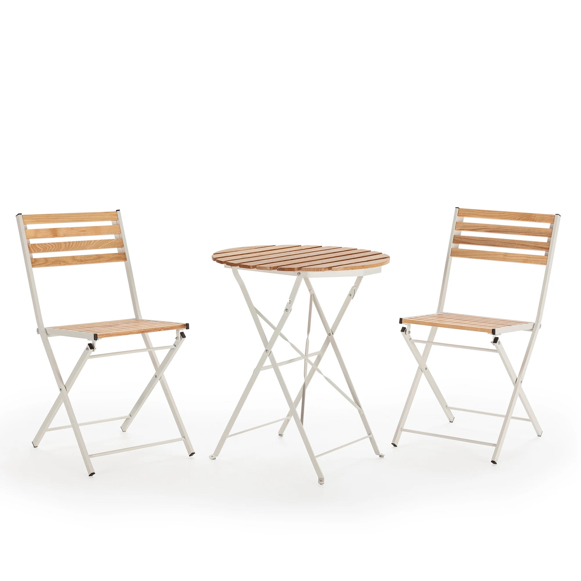 VS Venta-Stock Conjunto Muebles de JardĂn Ambar 3 Piezas Blanco, Mesa y 2 sillas