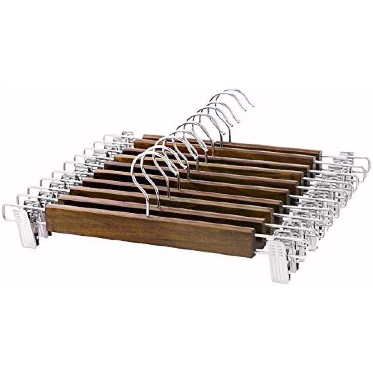 Wooden Hanger with Clips for Pants, 33cm Length, Non-Slip Design, 360° Rotating Hook, Ideal for Shorts and Skirts, Space-Saving Wardrobe Organizer, High-Quality Material - Perfect for Family Use. #7