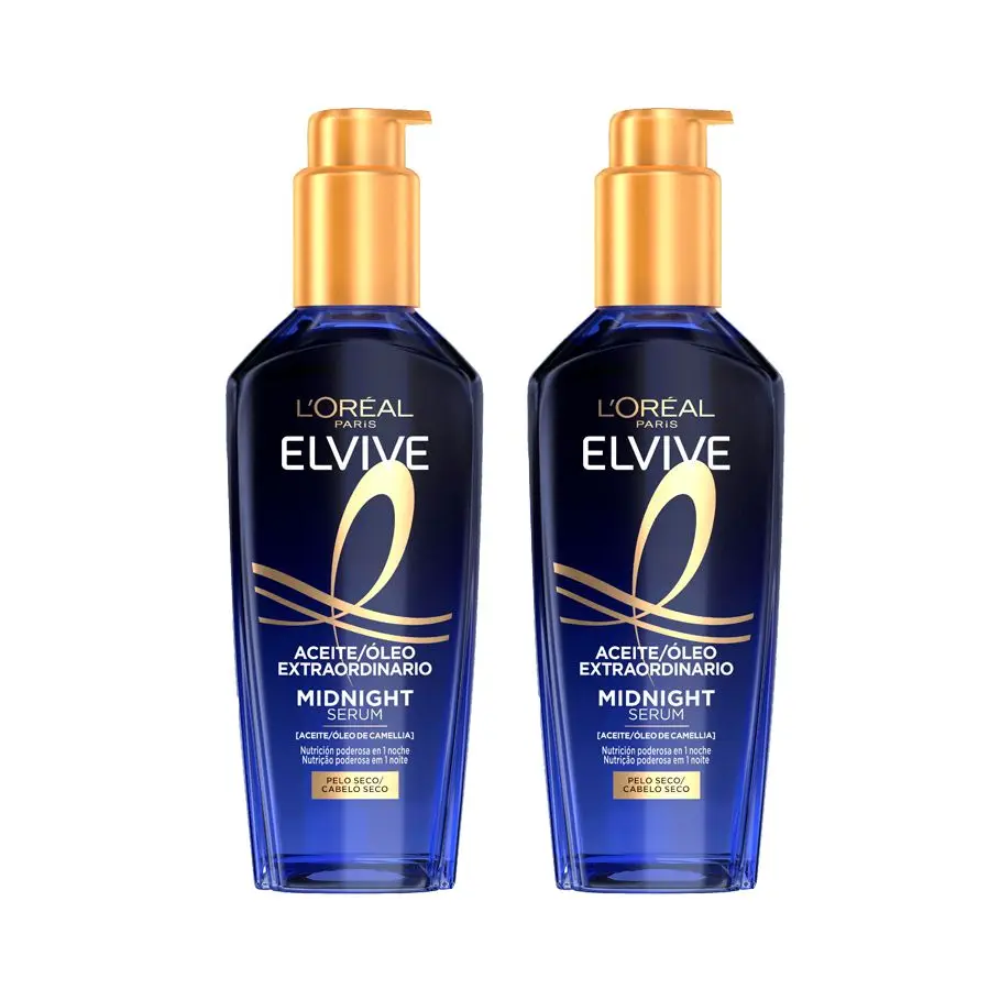 L'Oréal Paris | Elvive Aceite Extraordinario Midnight Serum Con Aceite de Camellia Para Pelo Seco 2x100ml — oferta en AliExpress