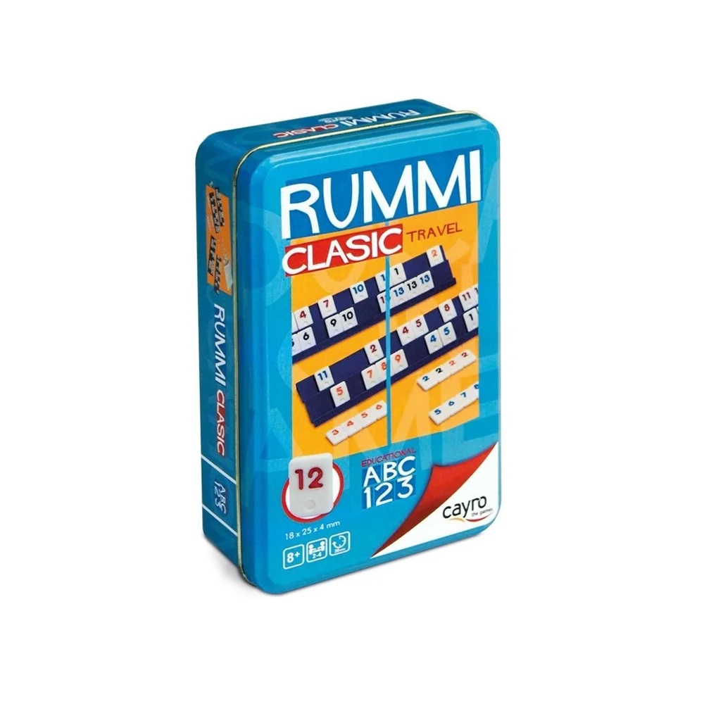 Juego Rummi Classic de viaje en caja de metal 11,5x19,5 cm (Cayro 755)