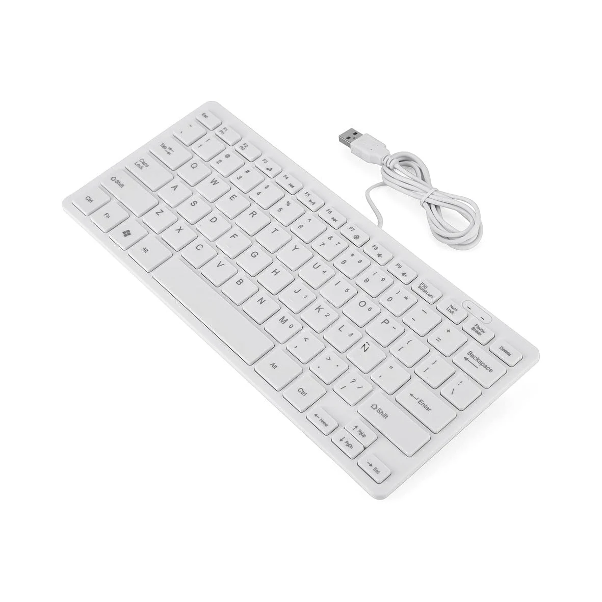 Spanish keyboard with ultra-thin cable, black or black with 78 key usb connection, plug and play, robust and silent portable keyboard for office games