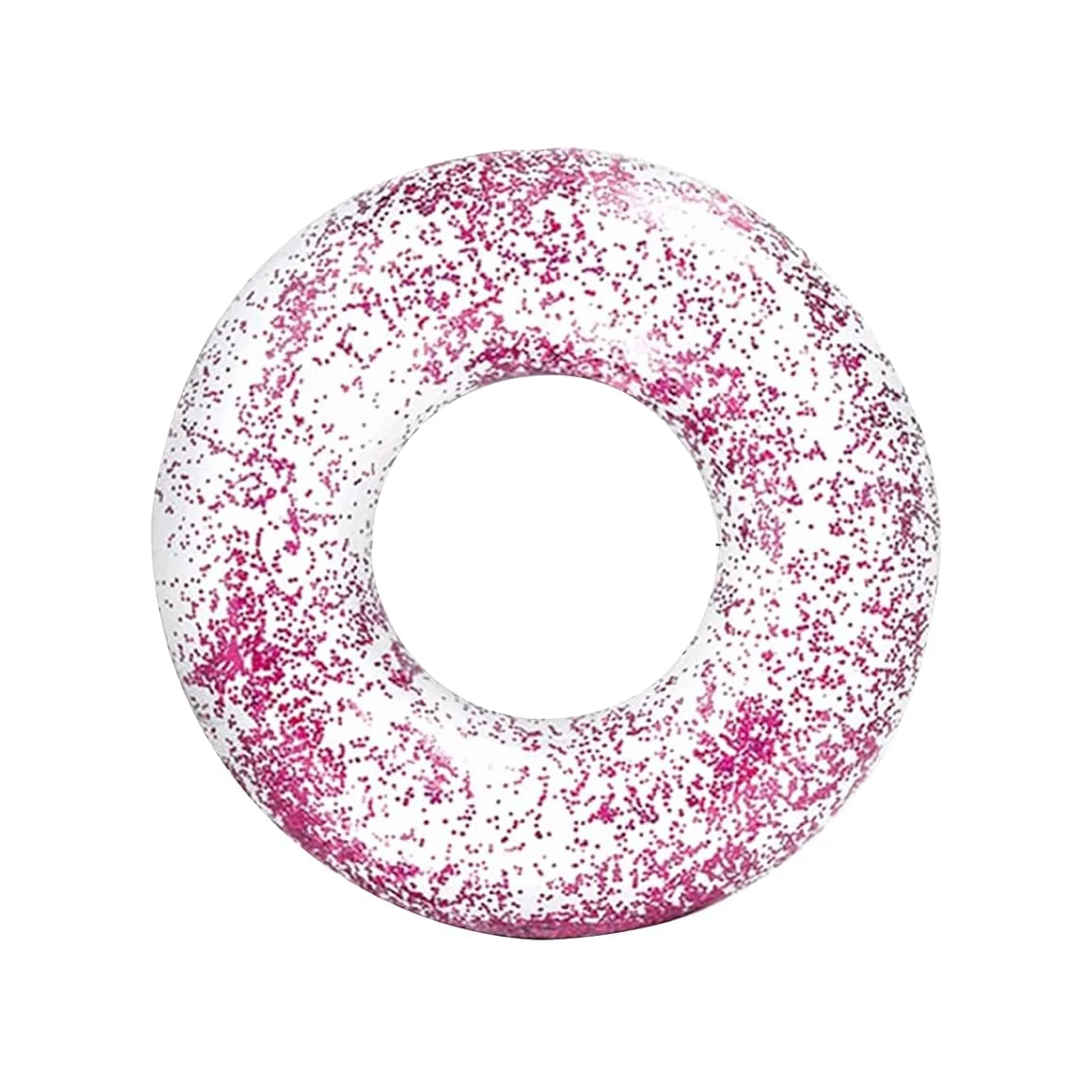 Flotador adulto de natación 82cm, Con Purpulina, Arco iris con lentejuelas, Aro flotante transparente, piscina inflable duradera, tubo de natación para fiestas de verano