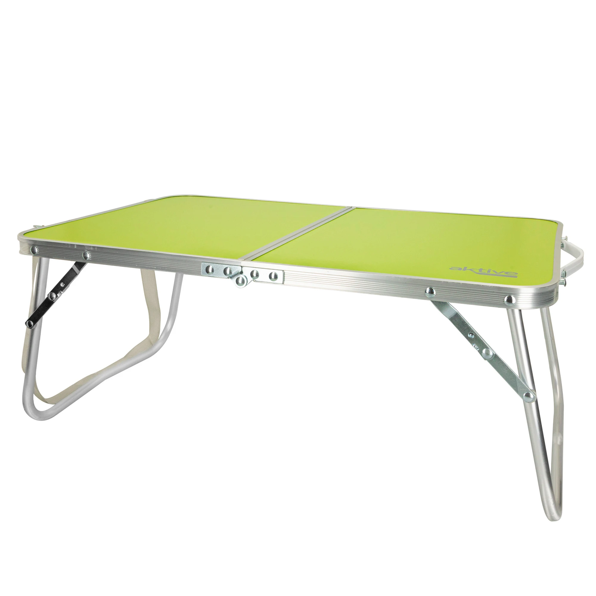 Aktive - Mesa baja plegable camping, color verde, 60x40x25 cm, patas y tablero plegables, máx. 20 kg, aluminio y madera MDF, antideslizante, antivuelco, plegado compacto, mesa portátil, resistente y