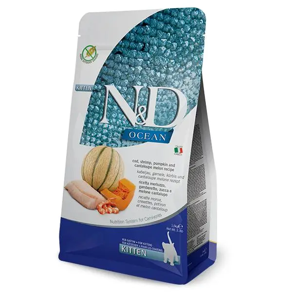 FARMINA N&D CAT KITTEN OCEAN BACALAO CALABAZA 5KG