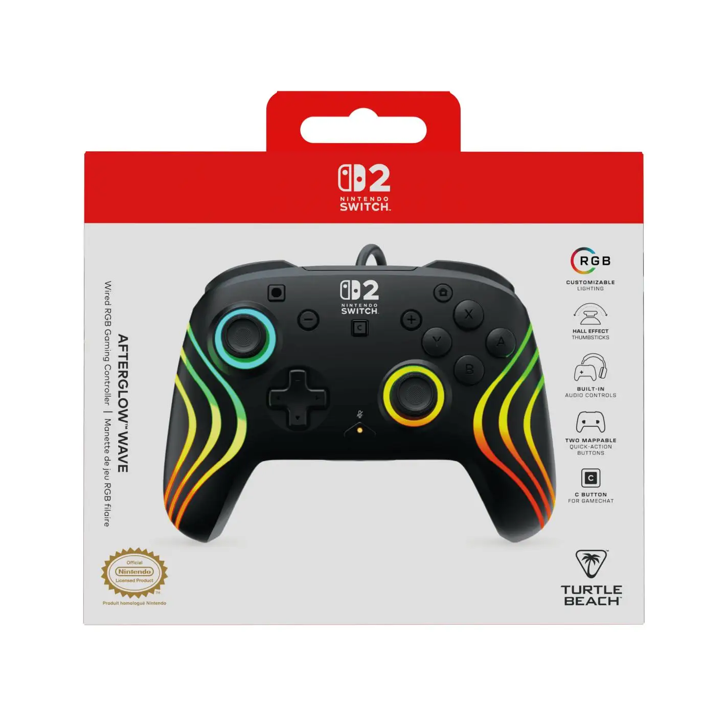 afterglow wave wired controller black - switch 2 version