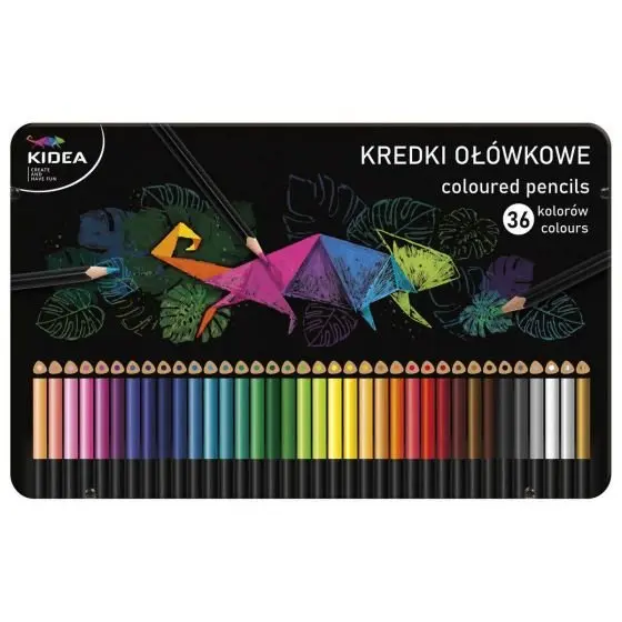 Metal Box 36 triangular colored pencils KIDEA 30x18x1 Cms. - Product Main Image