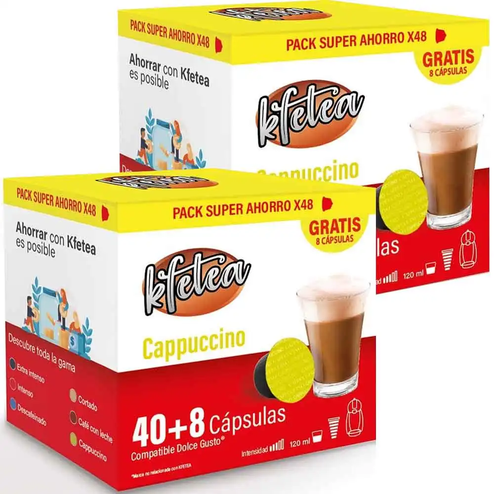 2 boxes of Cappuccino Dolce taste compatible brand Kfetea 96 capsules, Super saving format