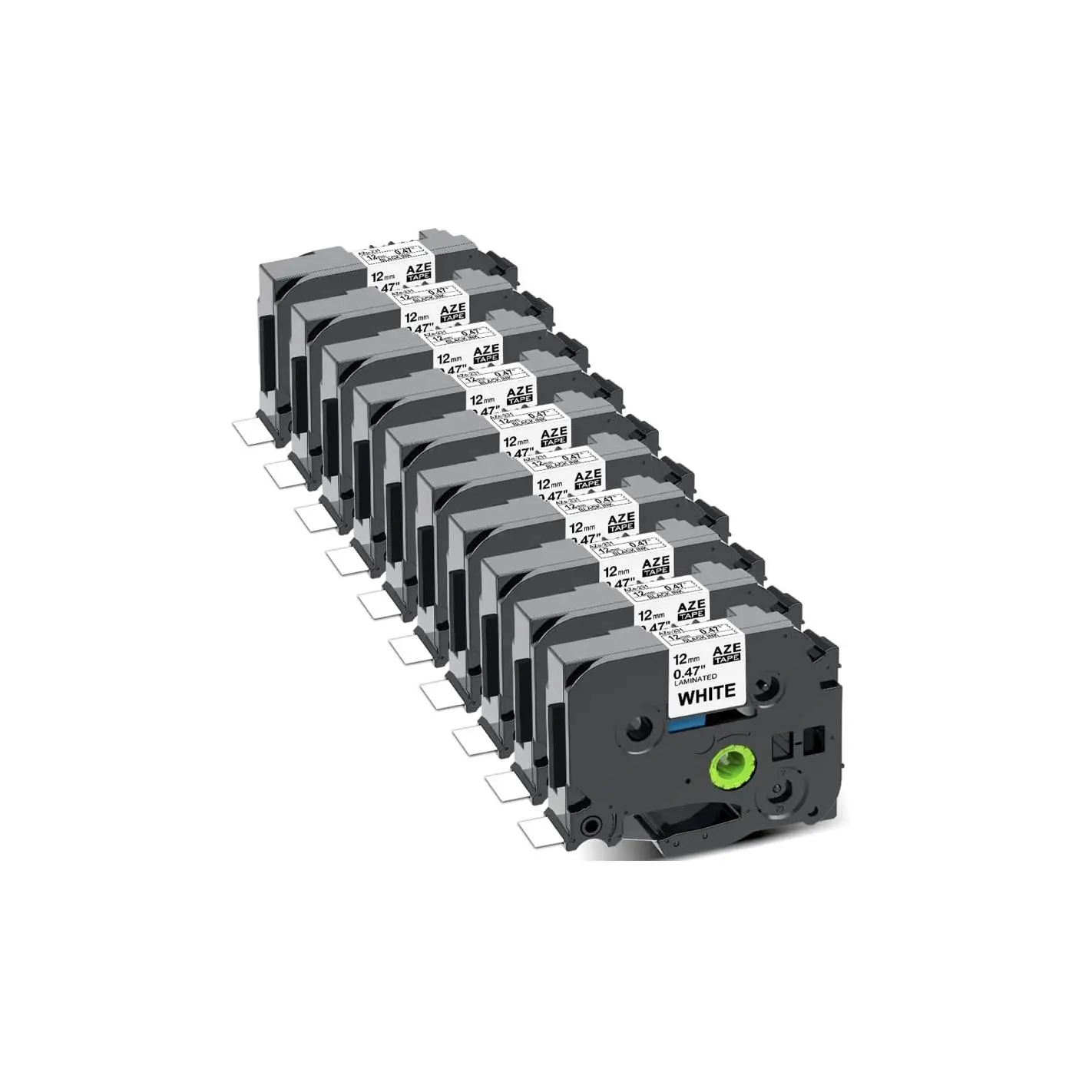 10 x Compatibles DYMO LETRATAG 91201 91221 NEGRO / BLANCO CINTA ROTULADORA S0721610