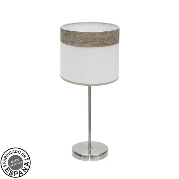 Mesa sobremesa cloe 1xe14 níquel/blanco-madera gris 42x18x18 cm