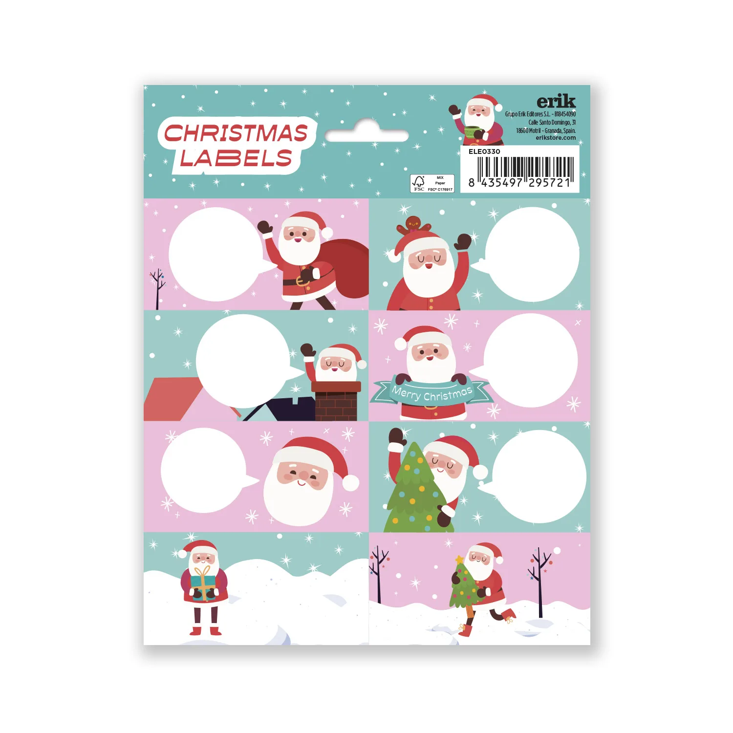 Etiquetas adhesivas navidad papa noel 3