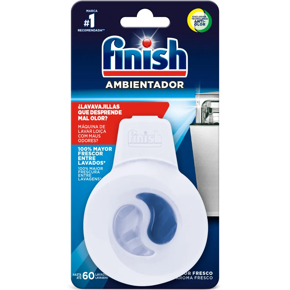 Finish  AMBIENTADOR REGULAR Lavavajillas, Evita Mal Olor, Aroma Fresco Lima Limon, Frescor, Fácil de Utilizar, Recomendado, Profesional