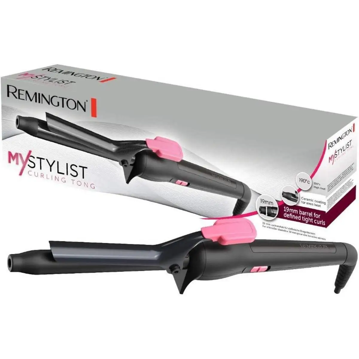Remington Ondulador De Pelo Profesional My Stylist CI1A119 | Pinza Y Barril De 19 mm, Revestimiento De Cerámica Y Turmalina Iónica, 6 Ajustes De Temperatura Hasta 200°C, Punta Fría E Indicador LED, Para Rizos Definidos Y Suaves